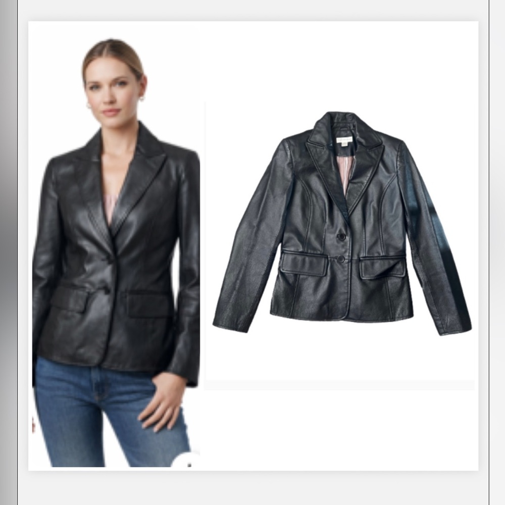 Worthington Black Leather Blazer Jacket